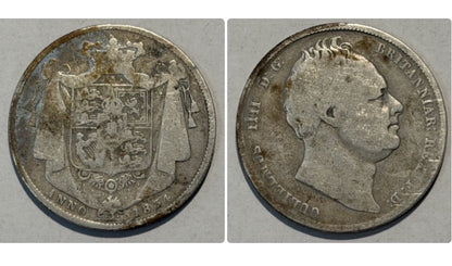 United Kingdom UK 1834 Half Crown 2/6 William IV Fine Silver Coin