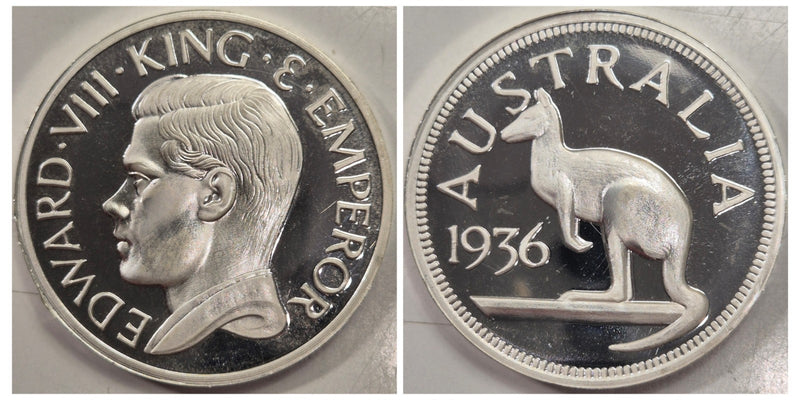 Australia 1936 Edward VIII Silver Proof Pattern Crown By Hearn