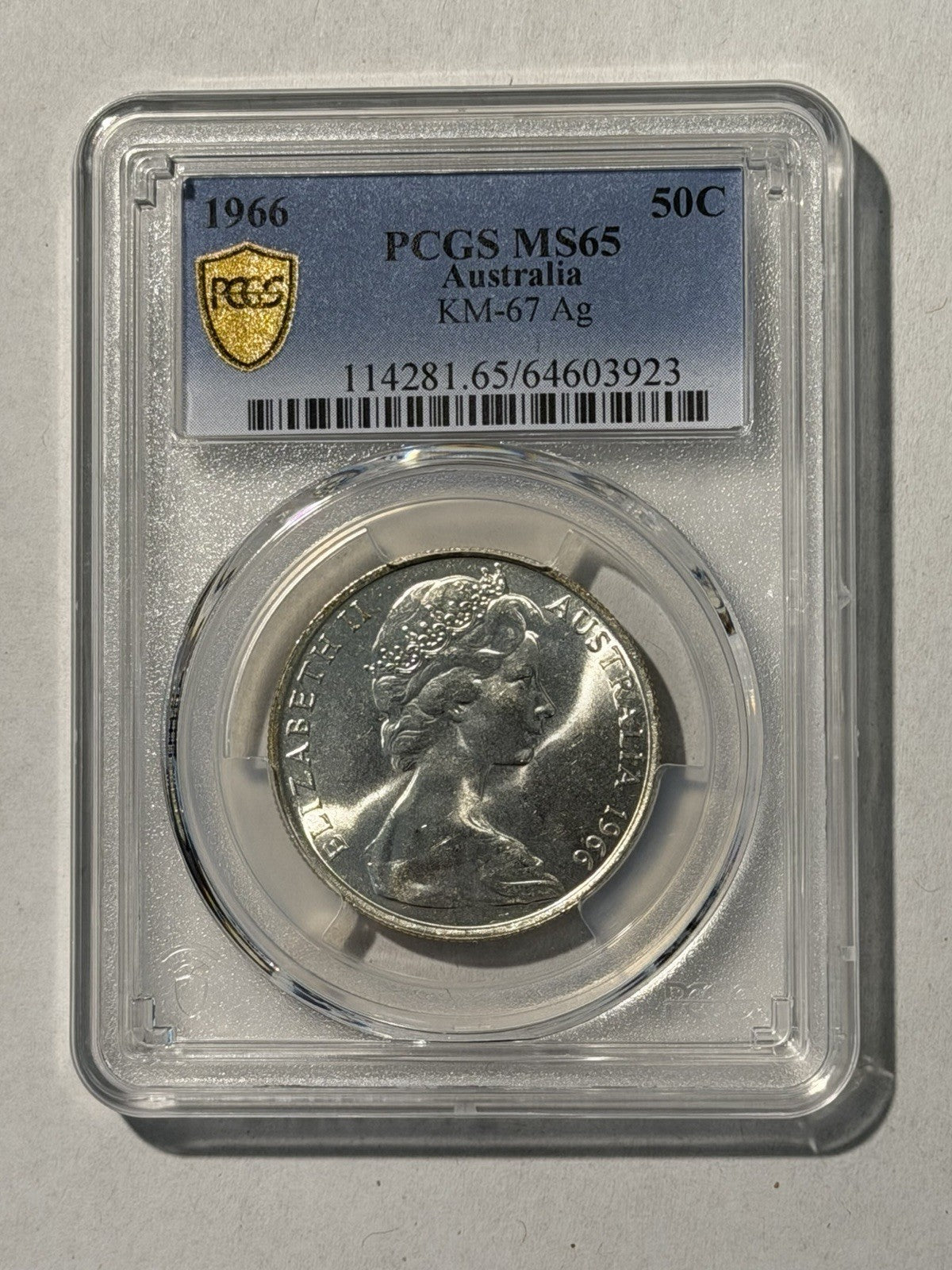 Australia 1966 Round 50c Fifty Cent PCGS Graded MS65 GEM 80% Silver Coin