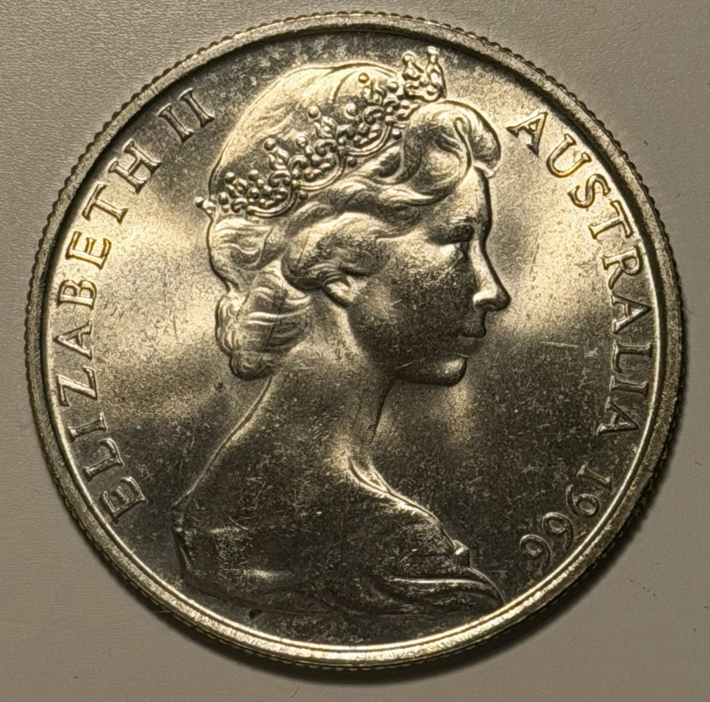 UNC 1966 Round 50c Coin Australia Double Bar Variety 80% Silver
