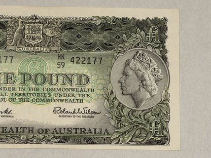Commonwealth of Australia 1961 £1 One Pound Coombs/Wilson Paper Banknote EF