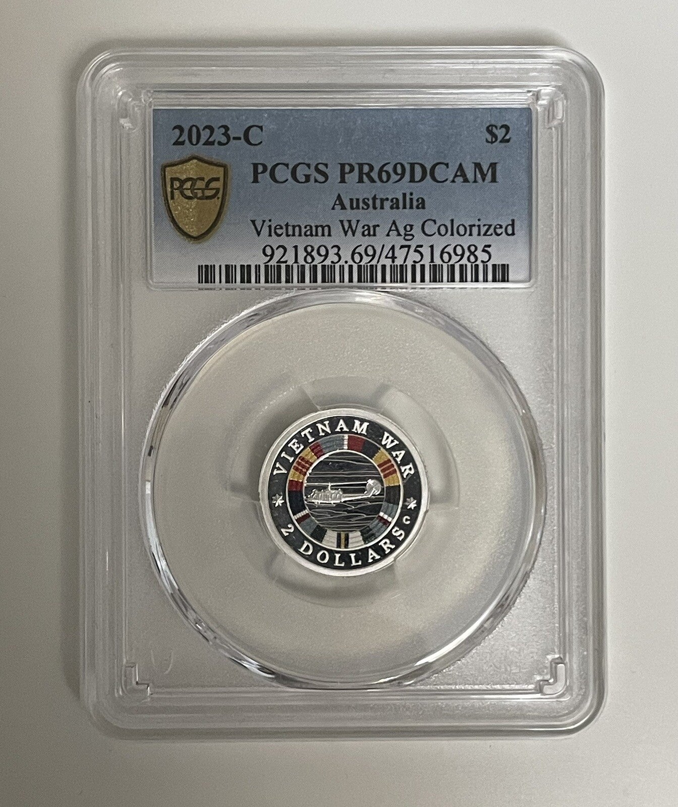 2023 C Mintmark Australia $2 Coin Vietnam War Silver PCGS Graded PR69DCAM