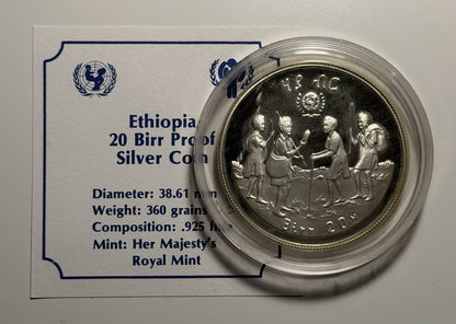 1972 (1980) Ethiopia 20 Twenty Birr Year of the Child Silver Proof Coin