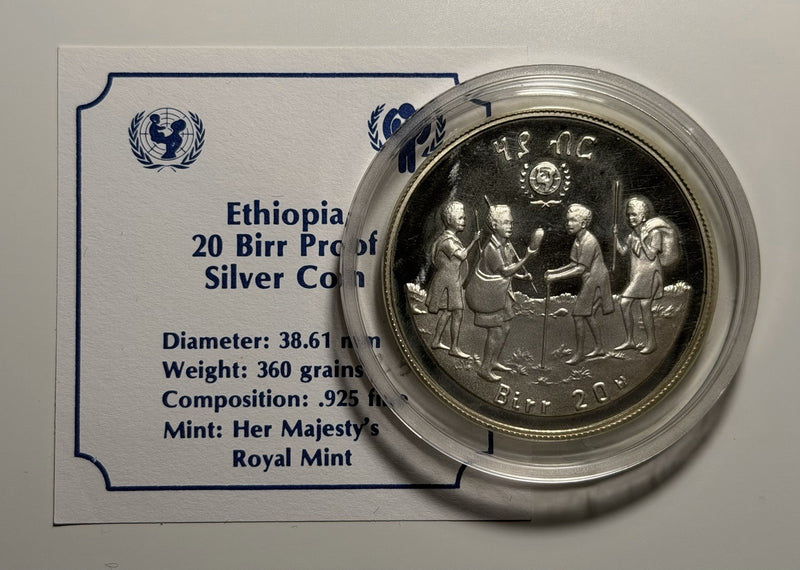 1972 (1980) Ethiopia 20 Twenty Birr Year of the Child Silver Proof Coin