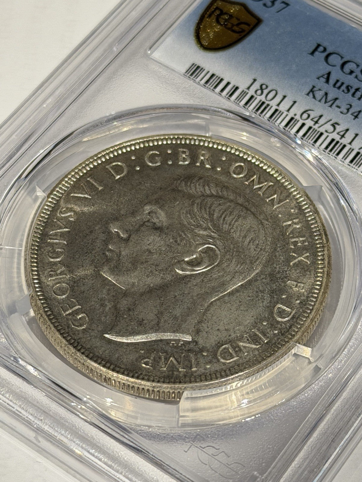 Australia 1937 Crown 5/- Five Shillings PCGS Graded MS64 Large Silver Coin