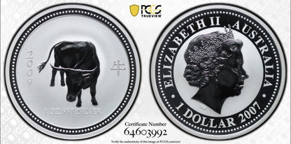 Australia 2007 2009 Year of the Ox 1oz BU Lunar Series I PCGS MS69