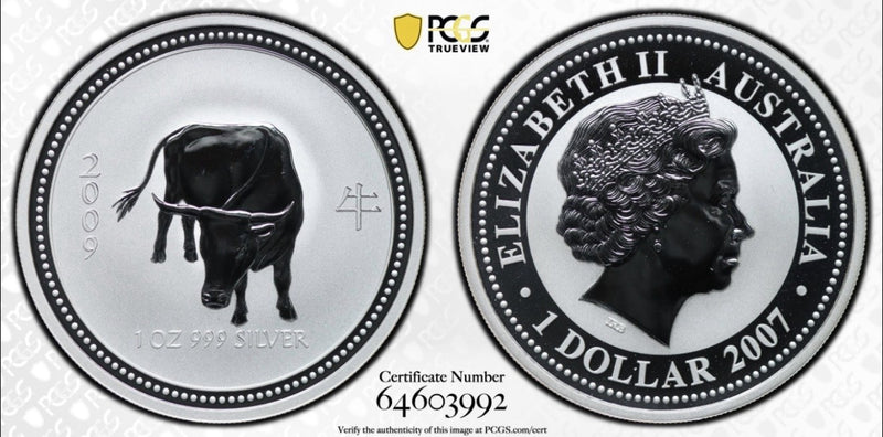 Australia 2007 2009 Year of the Ox 1oz BU Lunar Series I PCGS MS69
