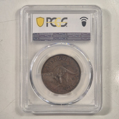 Australia 1943(Y.) Error Flipover Double Strike Penny Coin PCGS AU50