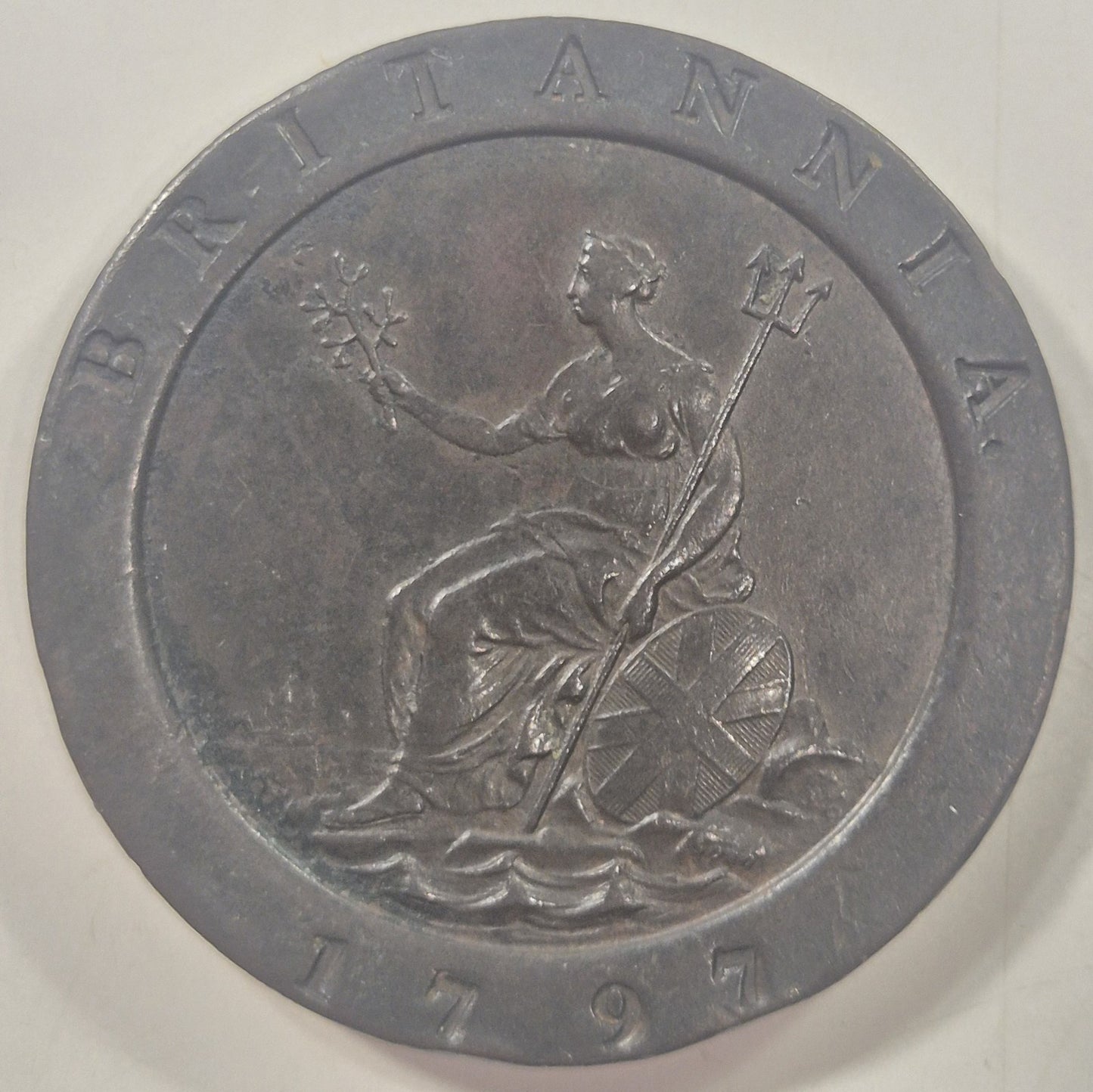 Great Britain UK 1797 George III Copper Cartwheel Twopence Soho Mint gEF