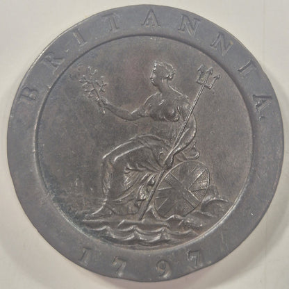 Great Britain UK 1797 George III Copper Cartwheel Twopence Soho Mint gEF