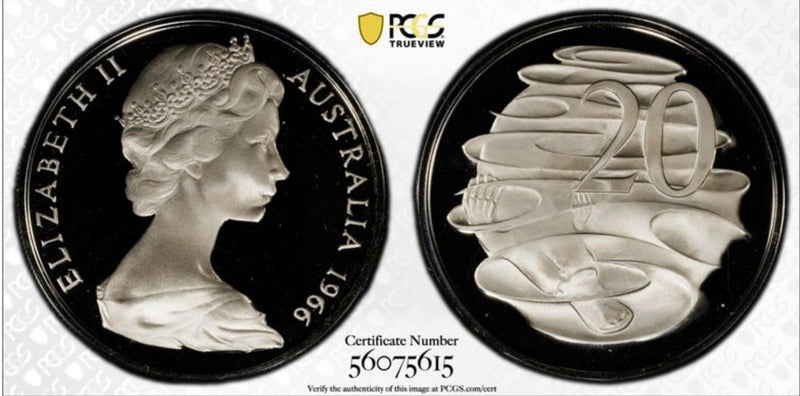 Australia 1966 20c Twenty Cents PCGS Graded PR69DCAM Proof Coin