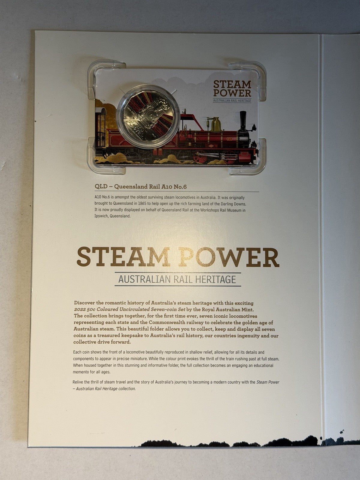 Australia 2022 50c Fifty Cents Stream Power Rail Heritage RAM Set 7x Coins
