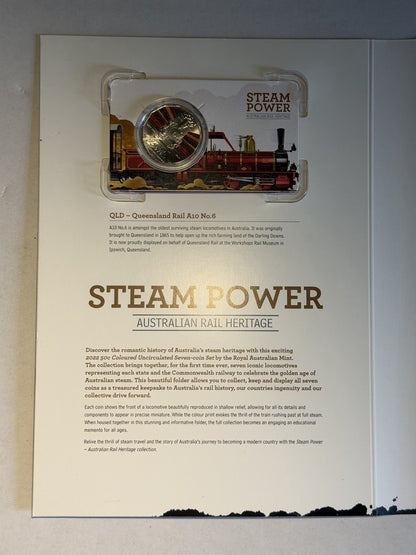 Australia 2022 50c Fifty Cents Stream Power Rail Heritage RAM Set 7x Coins
