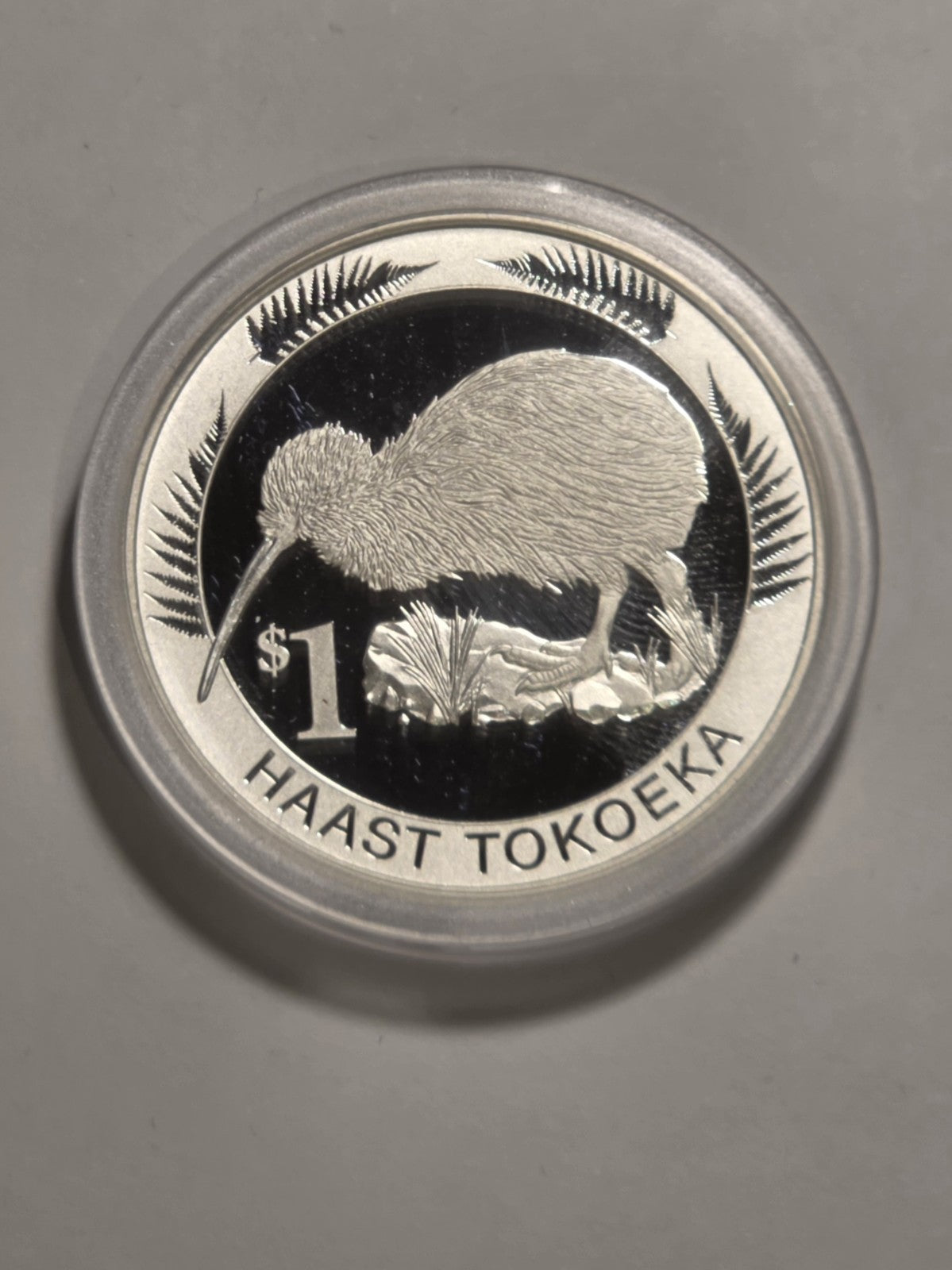 New Zealand 2008 Silver Dollar Haast Tokoeka Kiwi 1oz 999 Silver Proof Coin