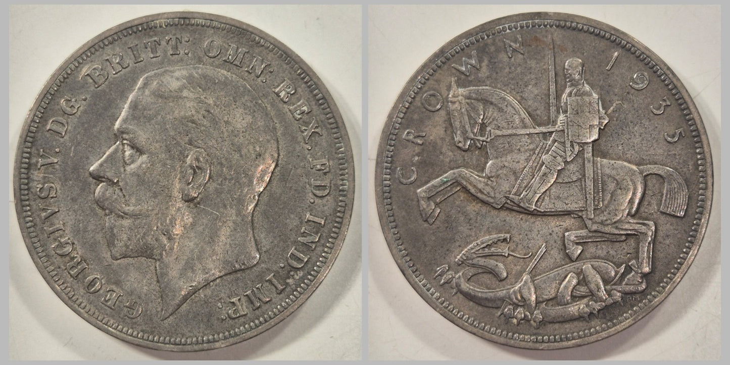 Great Britain 1935 Crown King George V Silver 5/- KGV Five Shillings EF