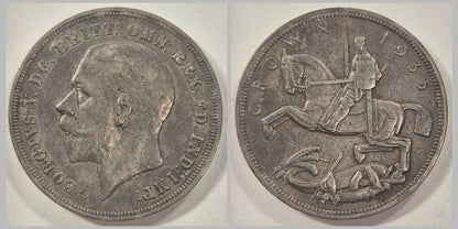 Great Britain 1935 Crown King George V Silver 5/- KGV Five Shillings EF
