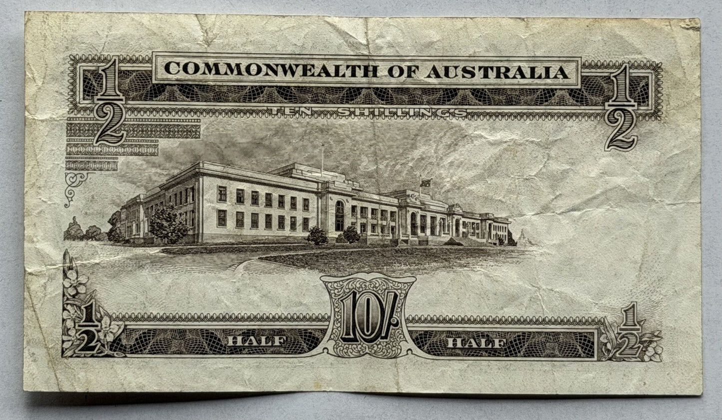 Commonwealth Australia 1961 10/- Ten Shillings Coombs/Wilson Paper Banknote VF