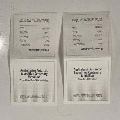 Australasian Antarctic Expedition Centenary Medallion Pair Sir Douglas Mawson