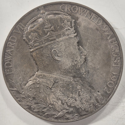 1902 Great Britain Edward VII Alexandra Silver Coronation Medal w/ Case 55mm EF