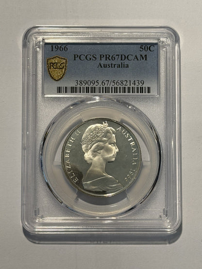 Australia 1966 50c Fifty Cents Silver Proof PCGS Graded PR67DCAM FDC