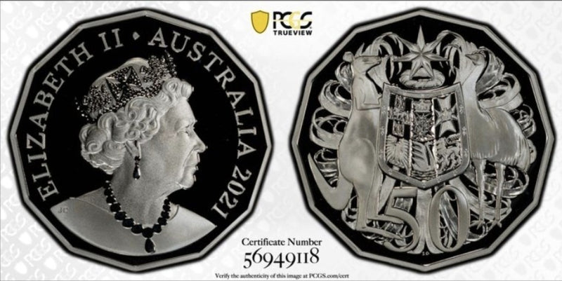 Australia 2021 Fifty Cents 50c Ex Fine Silver Proof Coin Set PCGS PR69DCAM