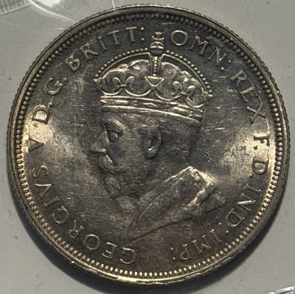 Australia aUNC 1927 Canberra Silver Florin 2/- Two Shillings Predecimal Coin (1927CanberraFlorinAU2)