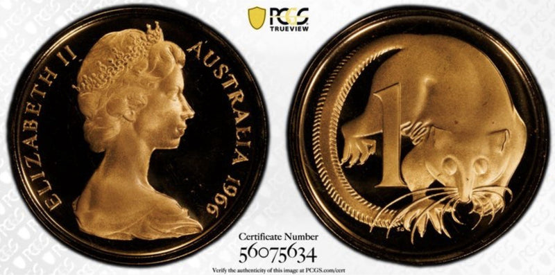 Australia 1966 1c One Cent PCGS Graded PR69DCAM Proof Coin