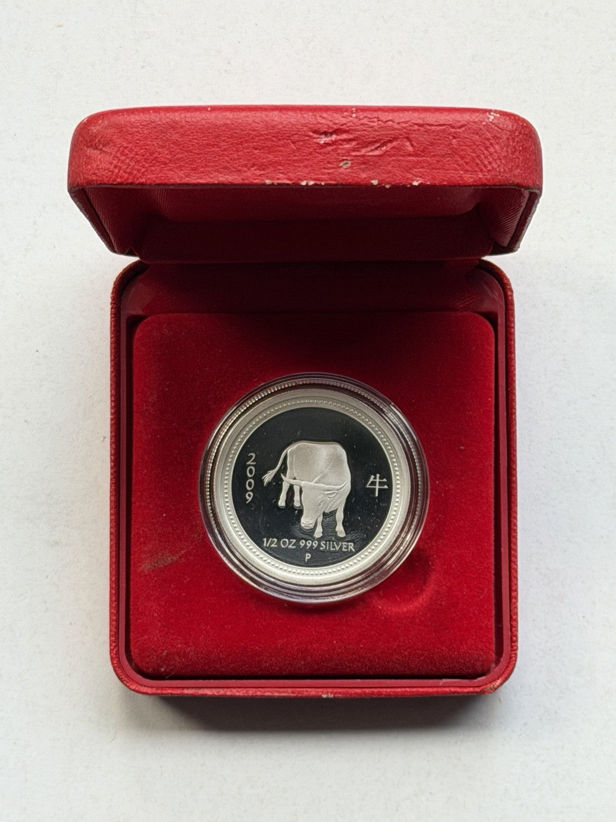2008 (2009) Australia Perth Mint Lunar Ox 1/2oz $1 Series I Silver Proof Coin