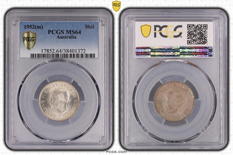 Australia 1952(m) Shilling 1/- PCGS Graded MS64 UNC Silver Coin