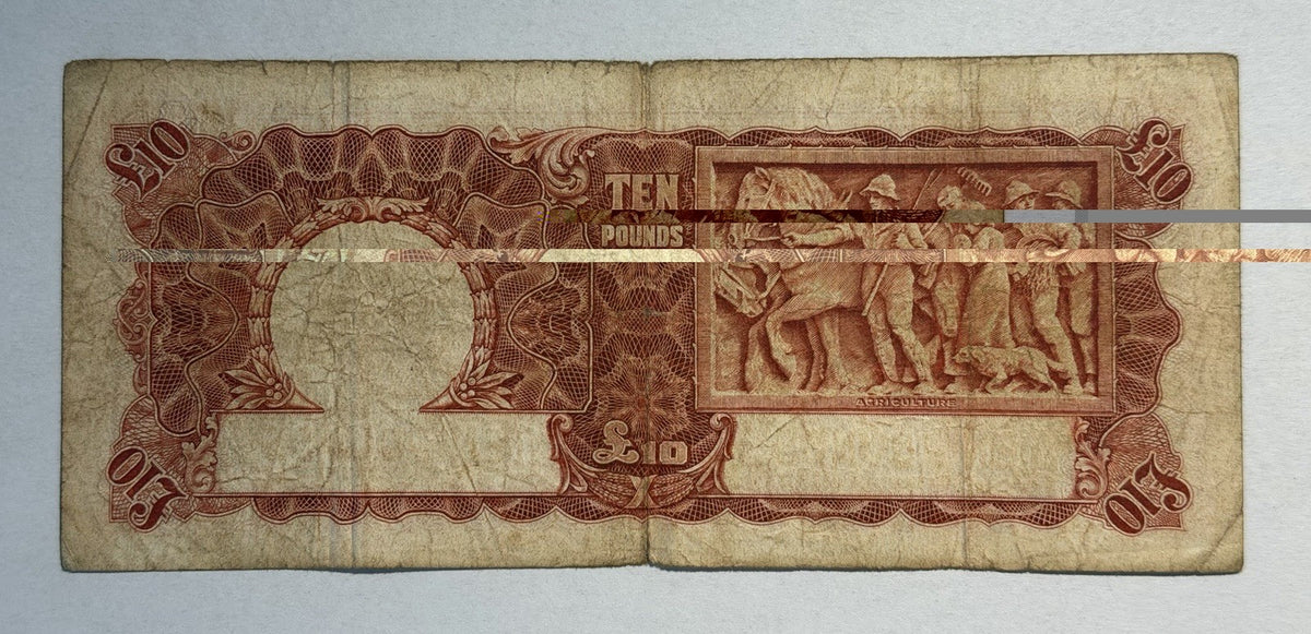 Australia 1934 Ten Pound £10 Riddle/Sheehan Paper Banknote Very Good Tear