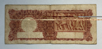 Australia 1934 Ten Pound £10 Riddle/Sheehan Paper Banknote Very Good Tear