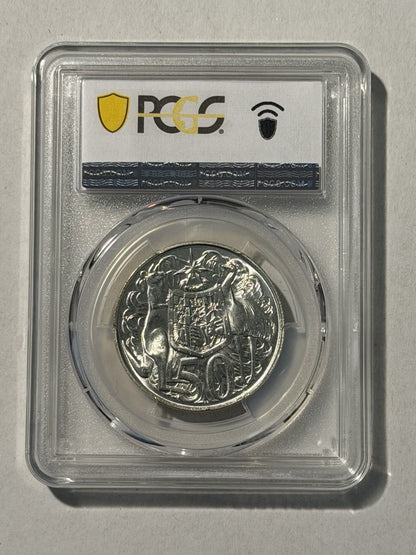 Australia 1966 Round 50c Fifty Cent PCGS Graded MS63 UNC 80% Silver Coin