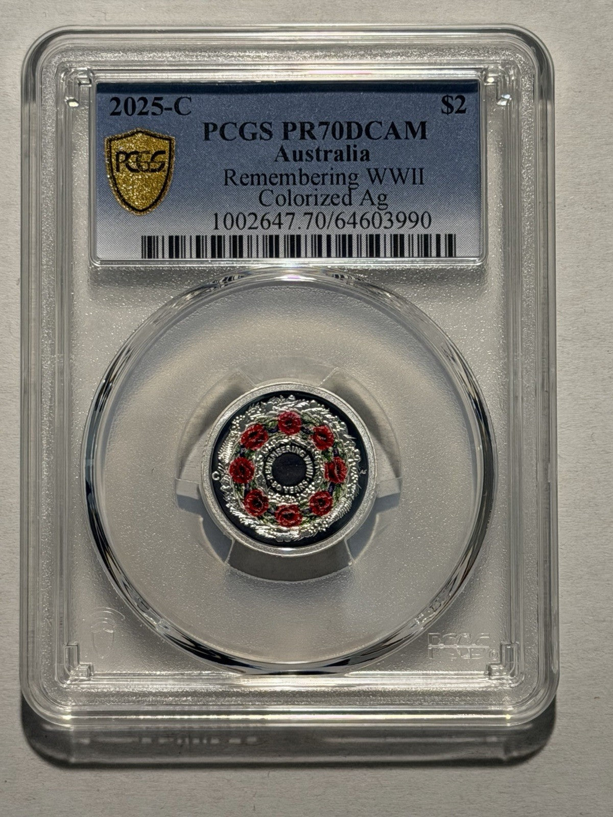Australia 2025 $2 C Mint Mark Remembering WWII PCGS Graded PR70DCAM Silver Proof