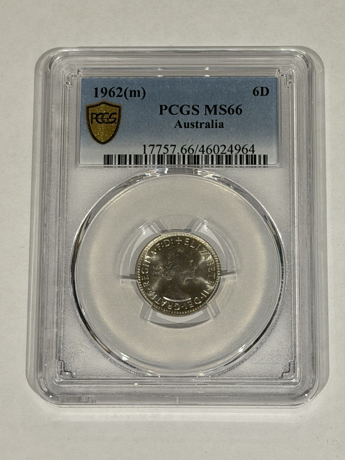Australia 1962(m) Sixpence 6d PCGS Graded MS66 GEM Silver Coin