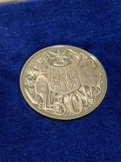 Australia 1966 Round Fifty Cents 50c Proof Set In Blue Case First Year Issue