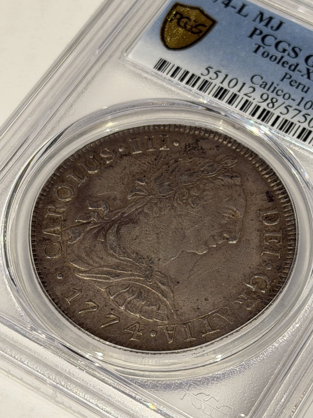 Peru 1774-L MJ Peru 8R Eight Reales PCGS Graded Tooled XF Details Silver Coin