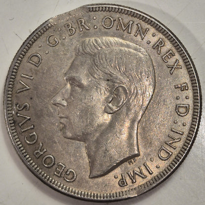 Australia 1937 Crown Error Clipped Planchet Coin Very Rare gVF