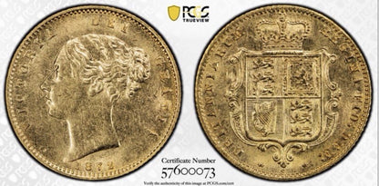 Australia 1872s Sydney Half Sovereign PCGS Graded AU58 Gold Coin Key date
