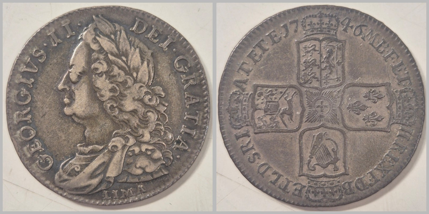 UK British England Silver Halfcrown 1746 LIMA King George II S3695 Coin aVF