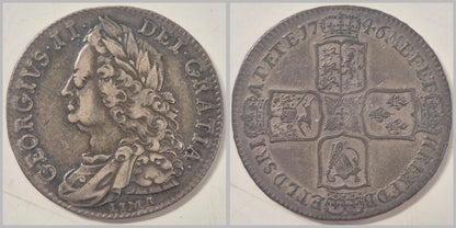 UK British England Silver Halfcrown 1746 LIMA King George II S3695 Coin aVF
