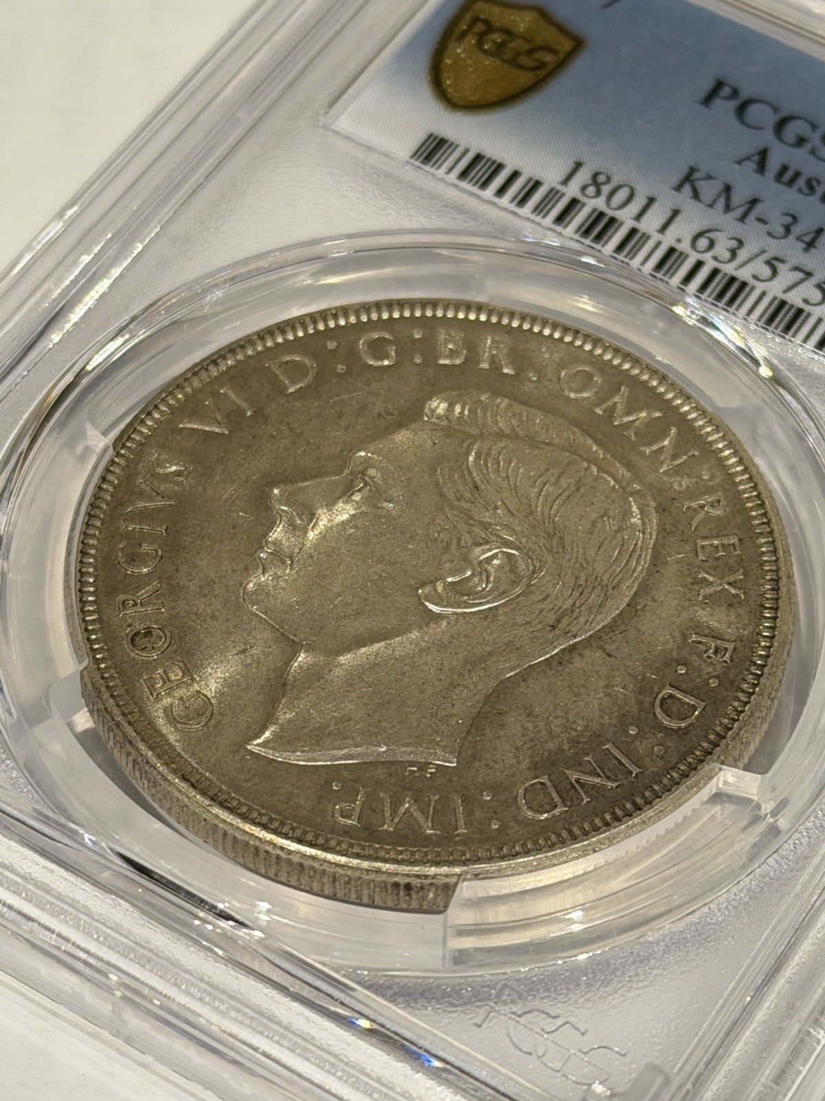 Australia 1937 Crown 5/- Five Shillings PCGS Graded MS63 Large Silver Coin