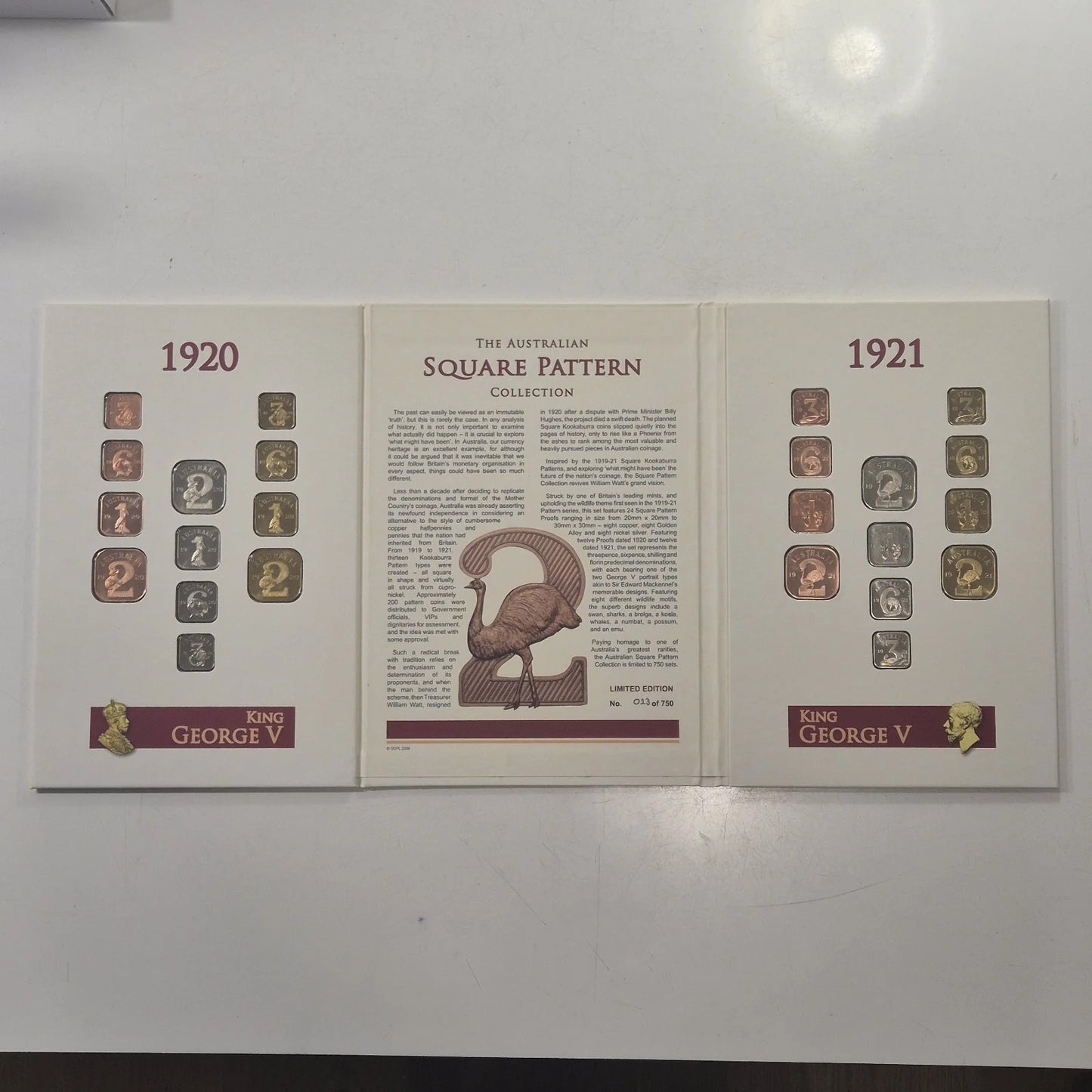 1920 & 1921 The Australian Square Pattern Collection Coin Set 013/750 Downies