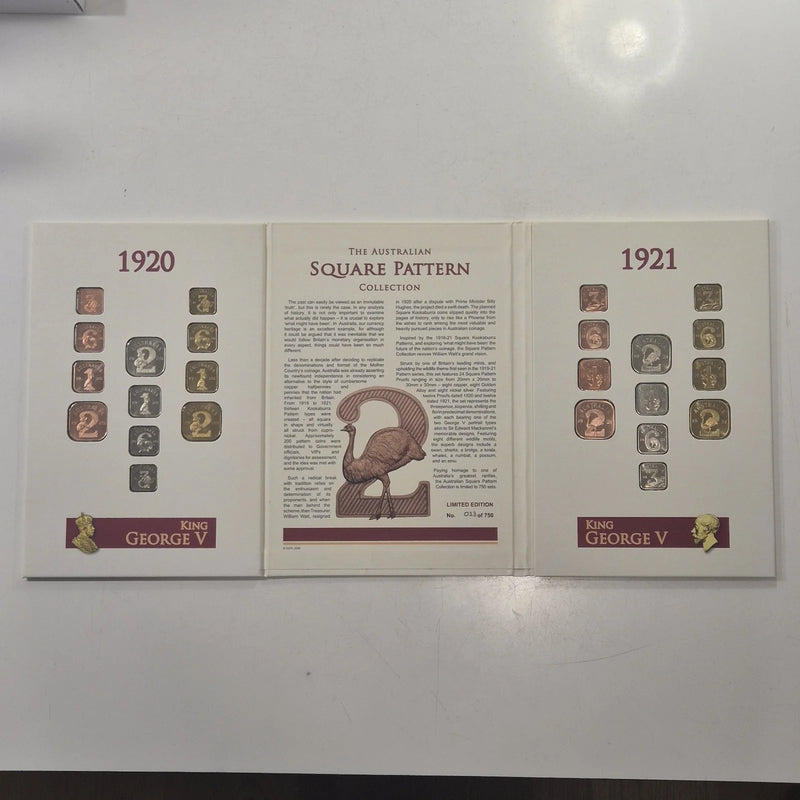 1920 & 1921 The Australian Square Pattern Collection Coin Set 013/750 Downies