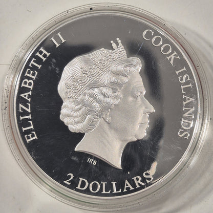 2016 Cook Islands Silver Proof $2 Coin Quilling Art Flowers in Case with Cert