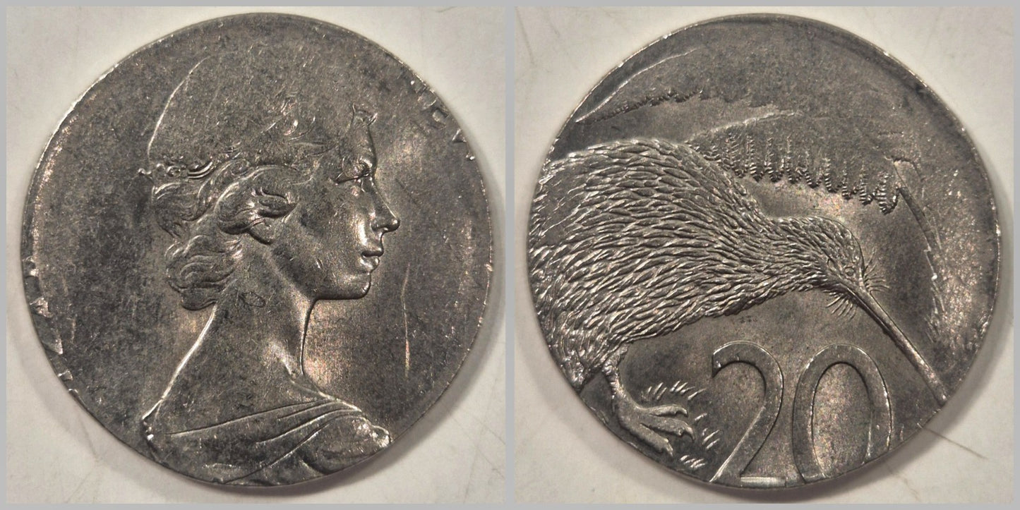 New Zealand ND Error 20 Cents Struck On Foreign Planchet Uncirculated 5.05g