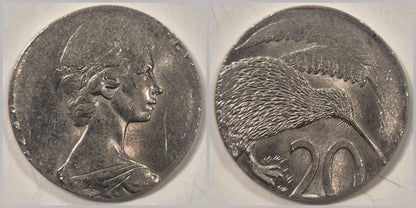 New Zealand ND Error 20 Cents Struck On Foreign Planchet Uncirculated 5.05g