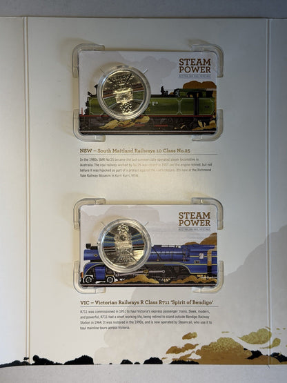 Australia 2022 50c Fifty Cents Stream Power Rail Heritage RAM Set 7x Coins