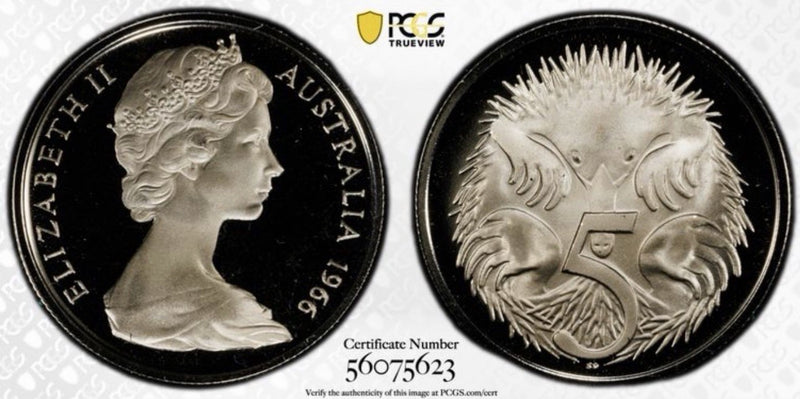 Australia 1966 5c Five Cents PCGS Graded PR69DCAM Proof Coin