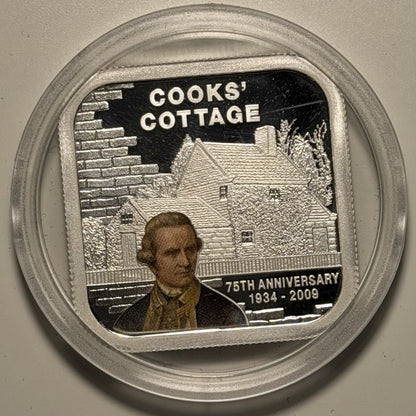 Cook Islands 2009 Cook's Cottage $1 1oz 999 Square Coloured Silver Proof