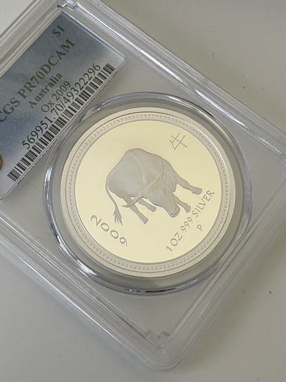 Australia 2008 2009 Year of the Ox 1oz Proof  Lunar Series I PCGS PR70DCAM